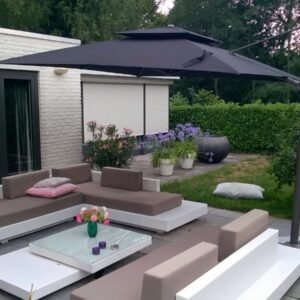 Loungeset Monte Carlo + parasol Sicilië bezorgd in Rosmalen
